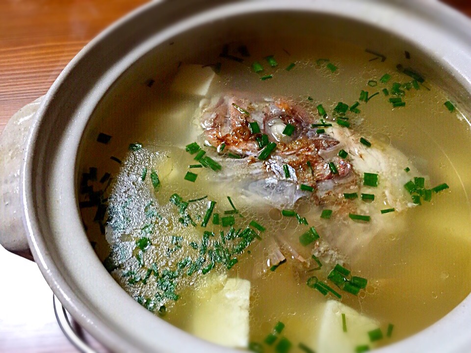 オヤジ特製 豆腐と鯛のアラでさっぱり中華スープ朝ご飯だよ Tetsu Snapdish スナップディッシュ Id 9nchla