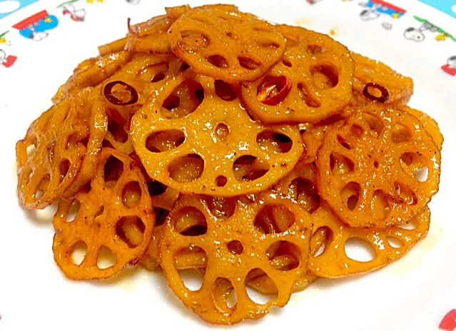 Snapdishの料理写真:蓮根のキンピラ - lotus root stir fry 😋✨|Liezlさん