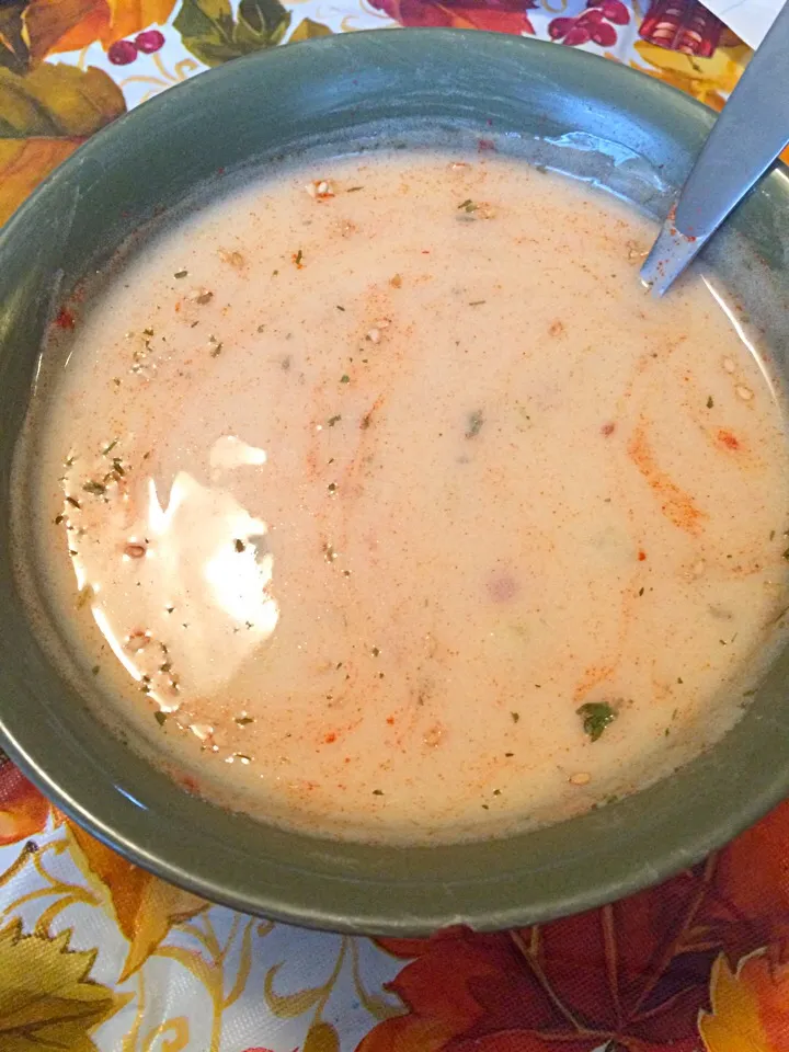 Spicy potato soup with cheese (after mixing)|Sweet and Prettyさん