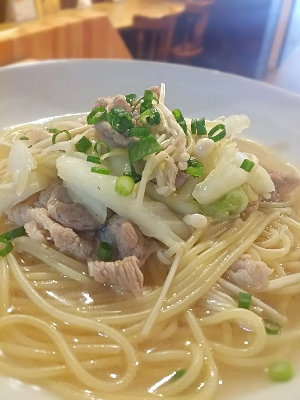 豚肉と白菜とエノキ茸のゆず胡椒風味和風スープスパ|Jetexasさん