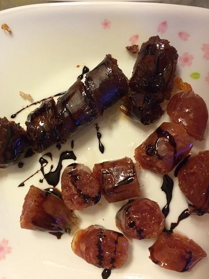 Snapdishの料理写真:Goose liver and pork sausages|Ong Sor Fernさん