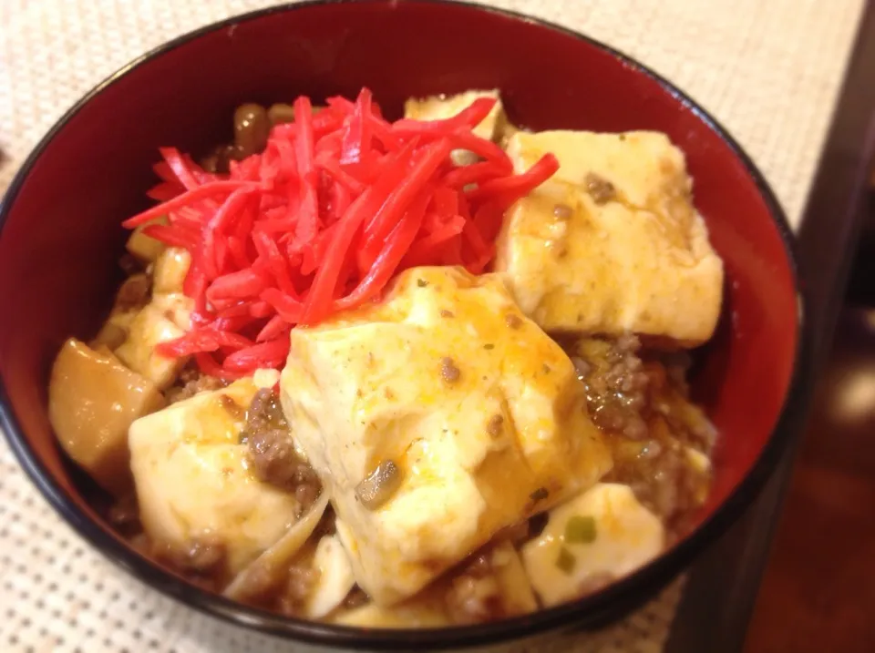 Snapdishの料理写真:デッカイ豆腐の麻婆丼😋|アライさんさん