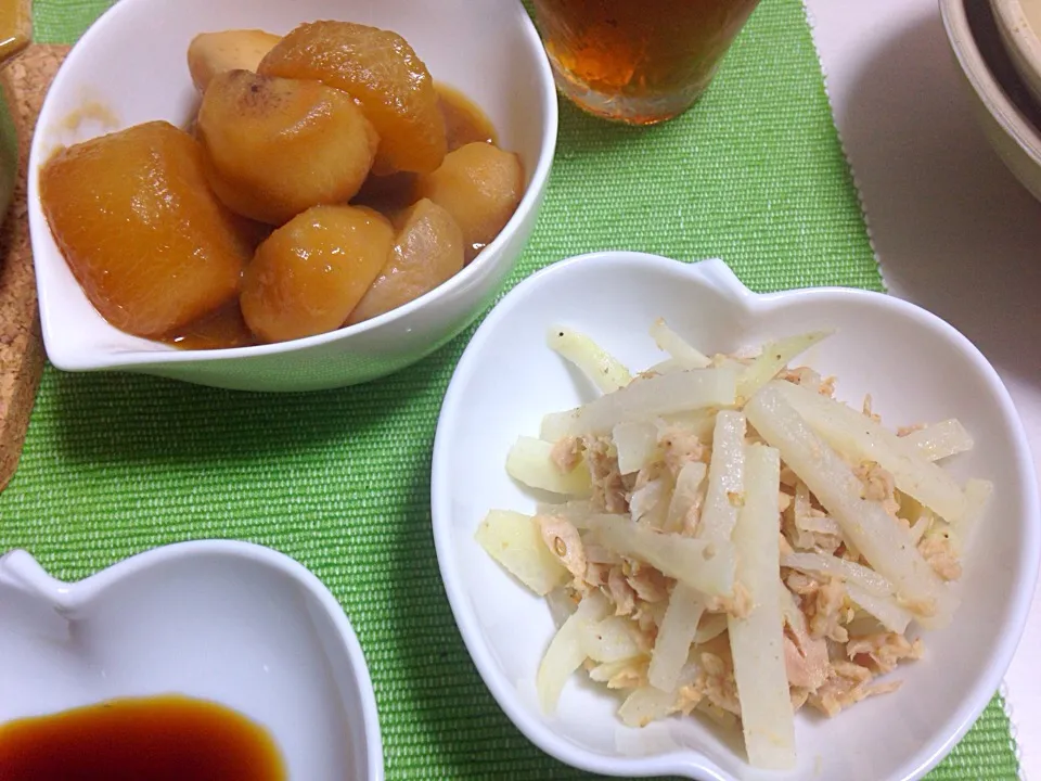 大根と里芋の煮物 大根ツナ温サラダ|chi-sanさん