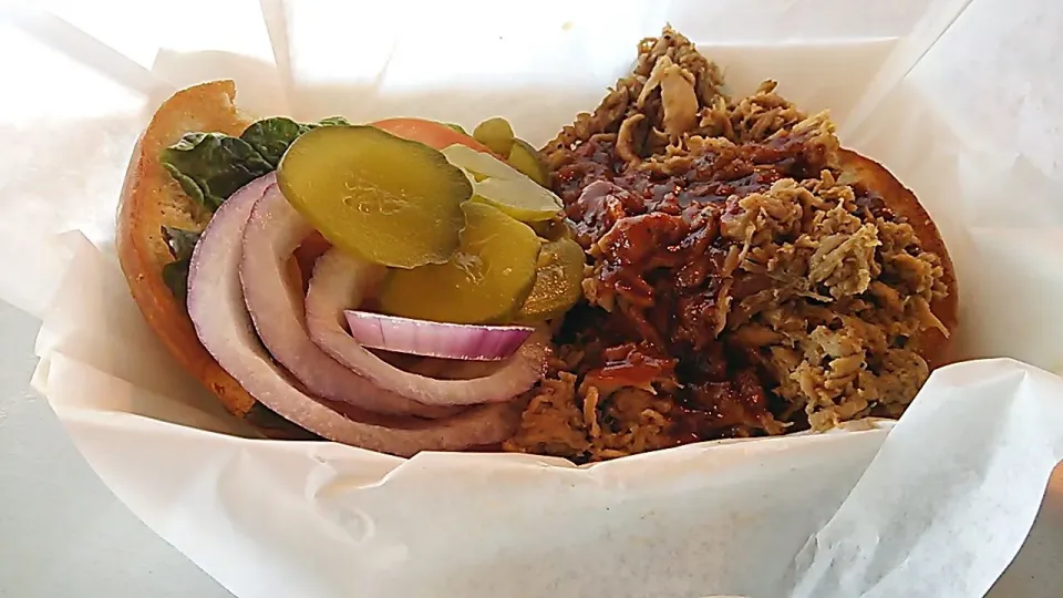 My today's lunch is the Pork Sandwich  at PIMA Air ＆ Space Museum, Tucson, AZ(^^)v
本日のランチはポークのオープンサンド(^o^)|quitaさん