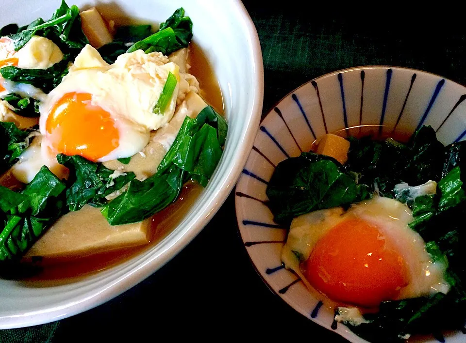 高野豆腐とほうれん草の巣ごもり卵|ぷっくりんこ💙さん