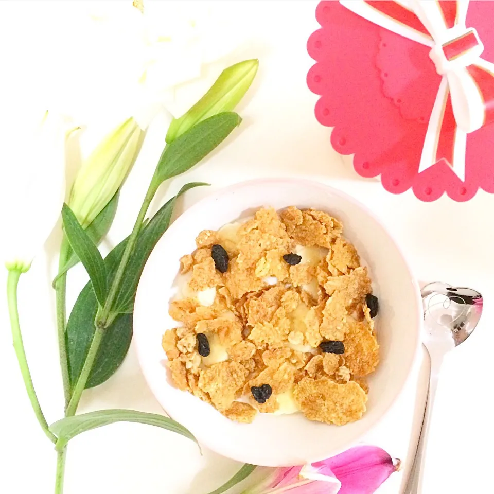 Snapdishの料理写真:Yogurt with oat and raisins #yogurt #breakfast #jkotchen #jill #jillkitchen #jkitchen #oats|Jill Nyomanさん