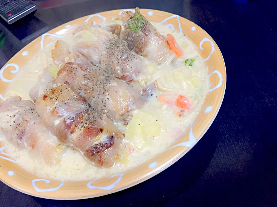 Snapdishの料理写真:味噌クリームチーズ豚ロール|ｒｉｔａさん