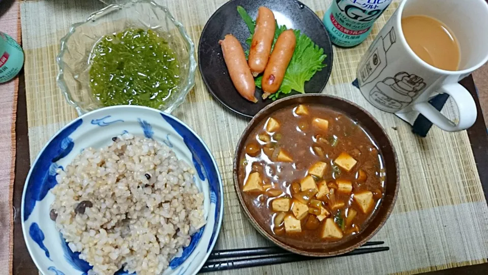 めかぶ＆ウィンナソーセージ＆なめこと豆腐の味噌汁|まぐろさん