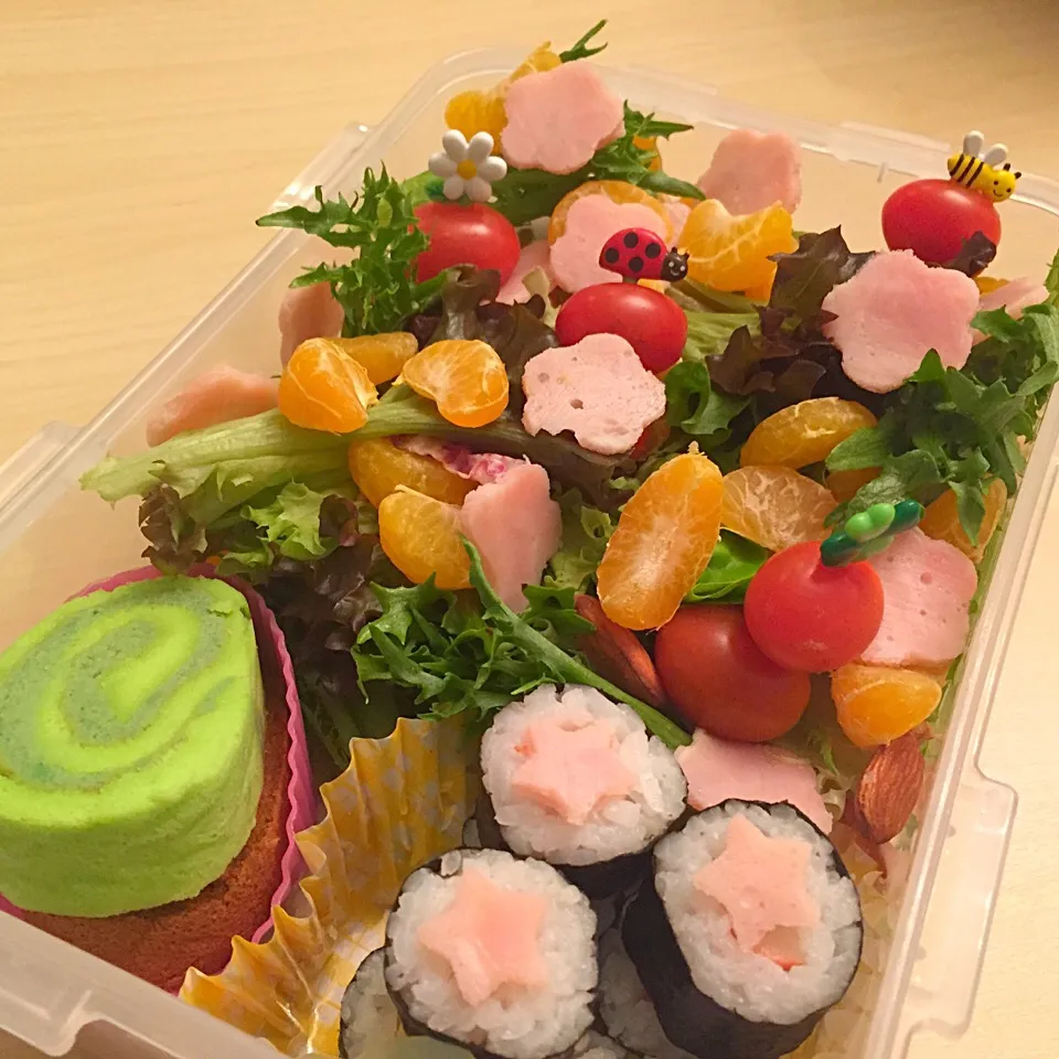 Snapdishの料理写真:Summer salad bento & sushi roll|Adele kangさん