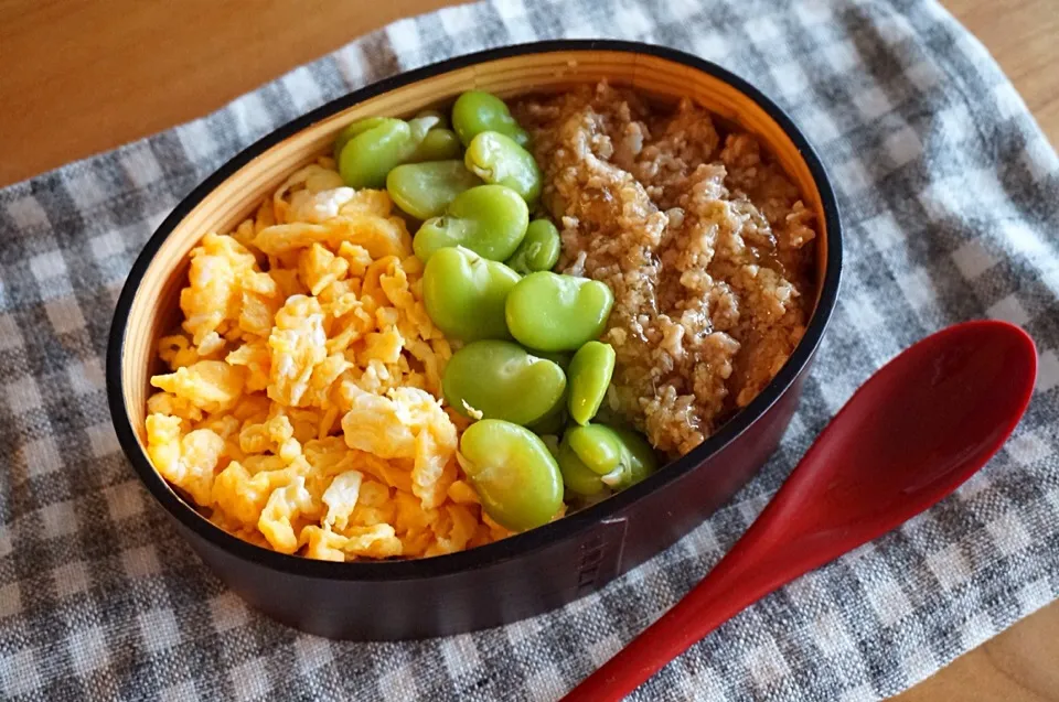 Snapdishの料理写真:困ったときの？三色丼弁当|tacconcinaさん