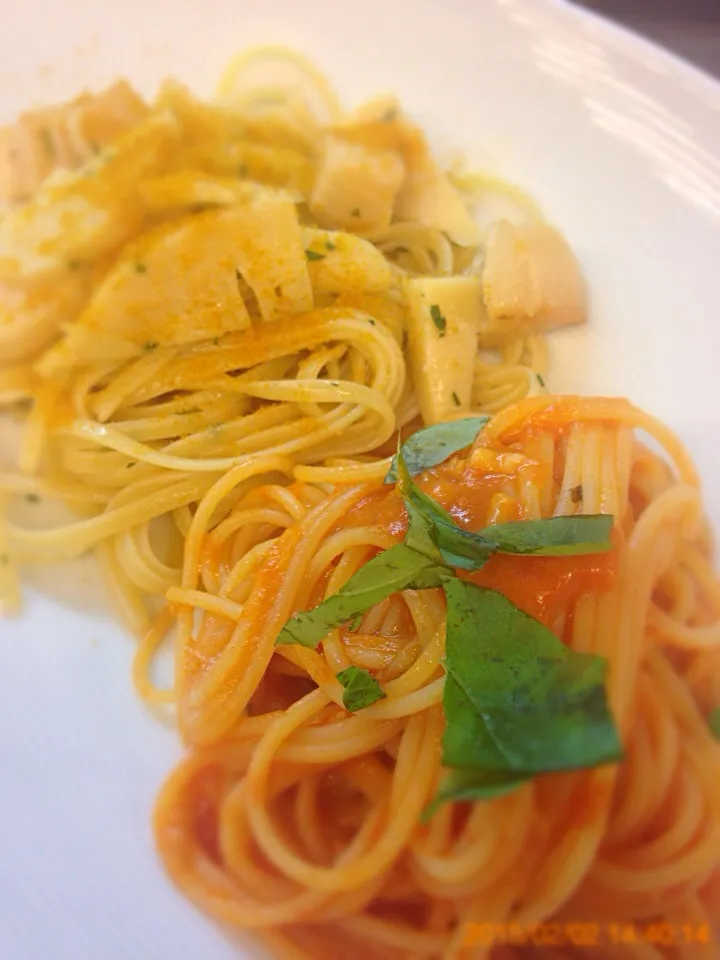 フルーツ🍅のスパゲッティ、筍とカラスミのスパゲッティ|oshihiroさん