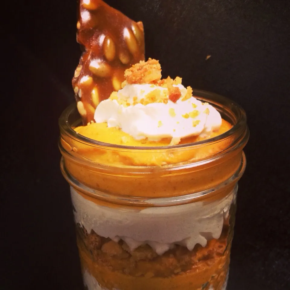 Snapdishの料理写真:Pumpkin pie in a jar with pumpkin seed brittle|shaun spoonerさん