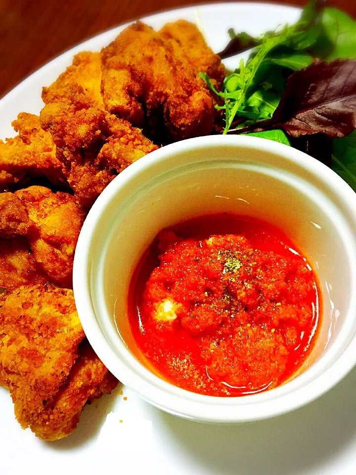 Karaage with my homemade Tarako and cheesecream sauce|Laarni Nabongさん