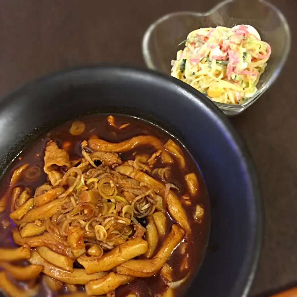 今夜は伊勢うどんのカレーうどんとサラスパ…ん？麺ばっかり(^◇^;)|NanaMOさん