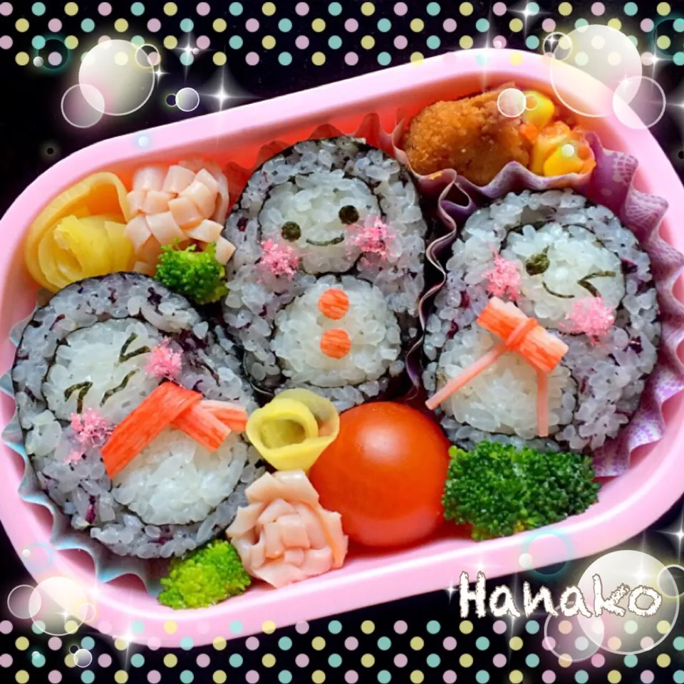 雪だるま海苔巻き弁当。|hanakoさん