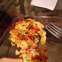 Spinach omelette with bacon and cheese.|Spice Girlさん