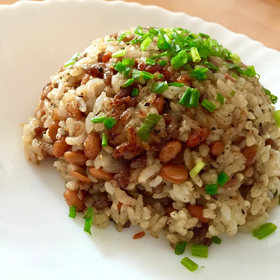 納豆挽き肉チャーハン|カウンター嬢さん