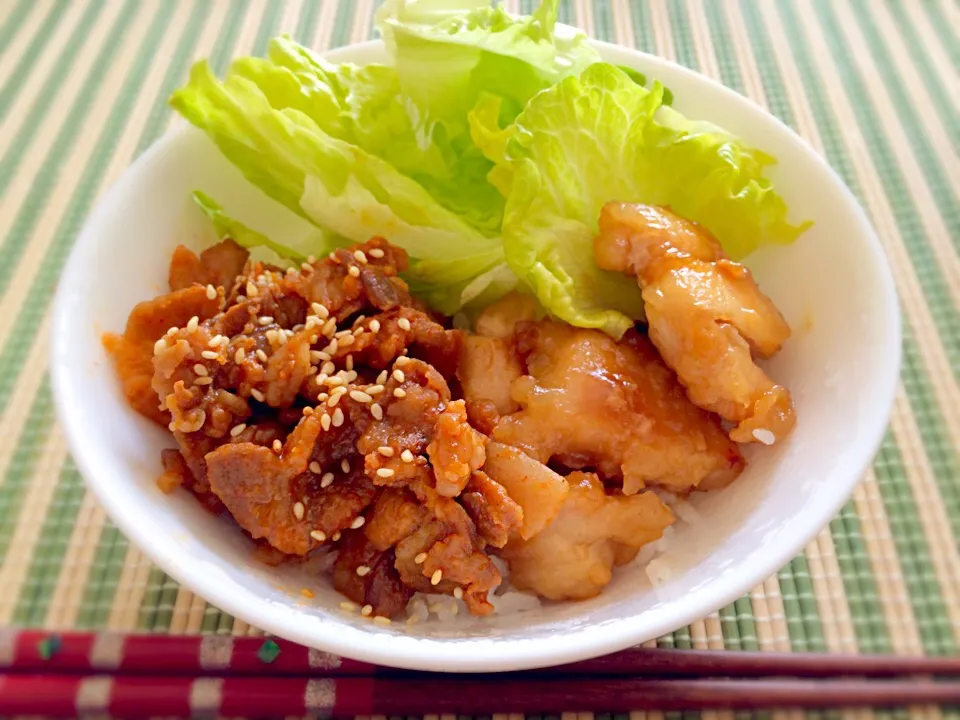 ♡鶏胸肉の照り焼き&コチュダレ豚丼♡|miyuさん