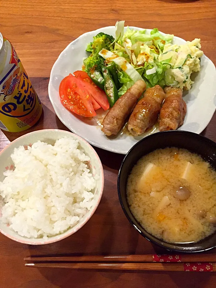 豚肉と野菜巻き定食|藤原早苗さん