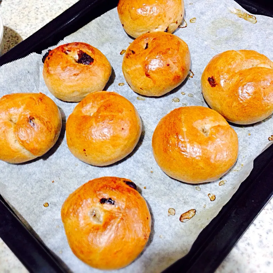 Mini cinnamon & raisin bagels 🍩|Nonononoさん