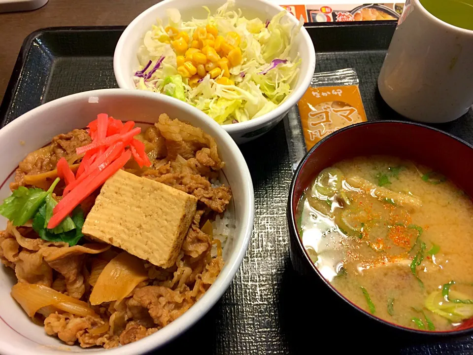 Snapdishの料理写真:牛すき丼ミニのサラダセット|ちな姉＠水ノ智南英さん