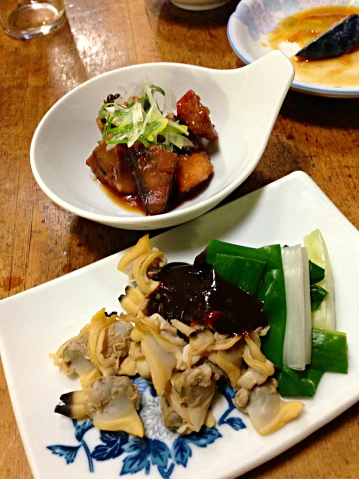 浅利と分葱 酢味噌、鮟肝甘辛煮|あきらさん