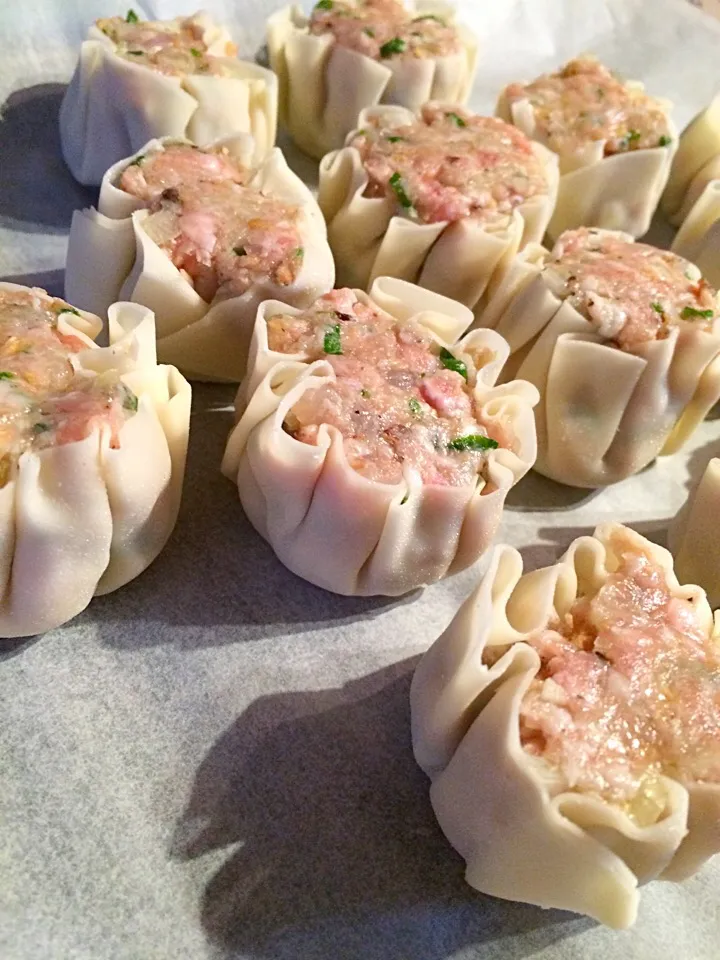 Snapdishの料理写真:Ebi buta Shumai before cooking!!shrimp pork shumai!!😁🍺|Nigel Nakadaさん