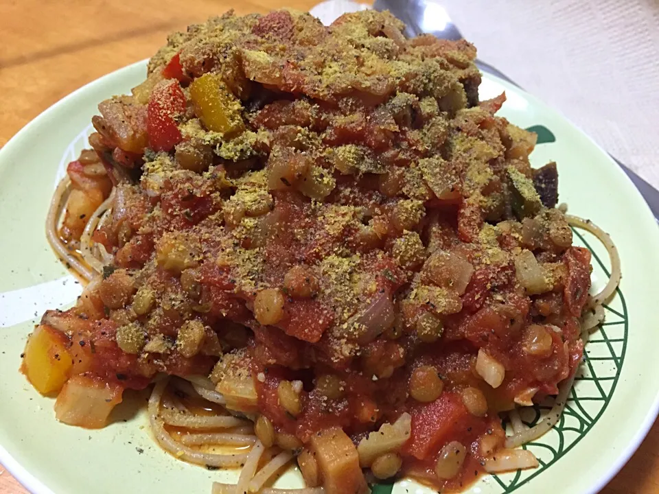 VEGAN lentil bolognese|khulanさん