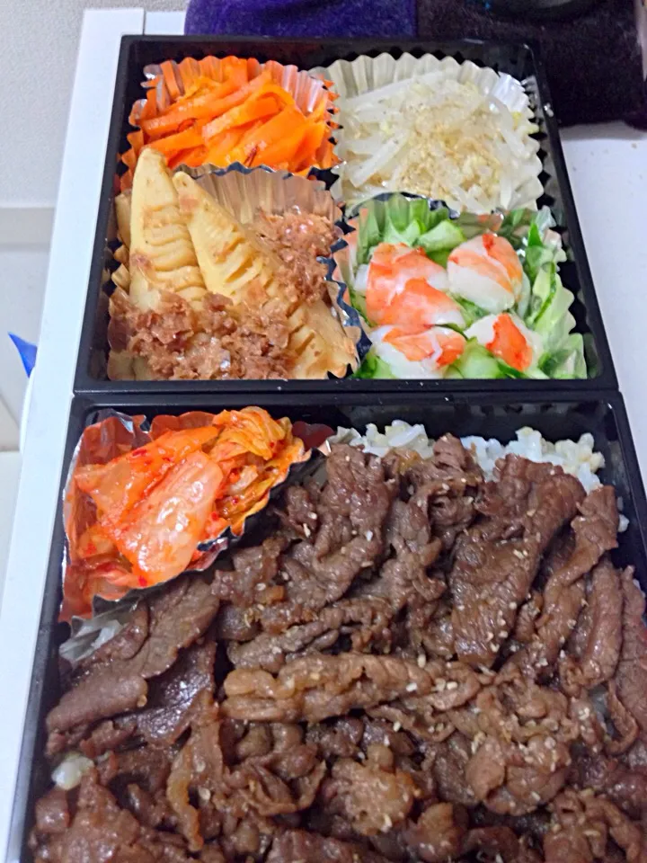 焼肉弁当。|泡子さんさん