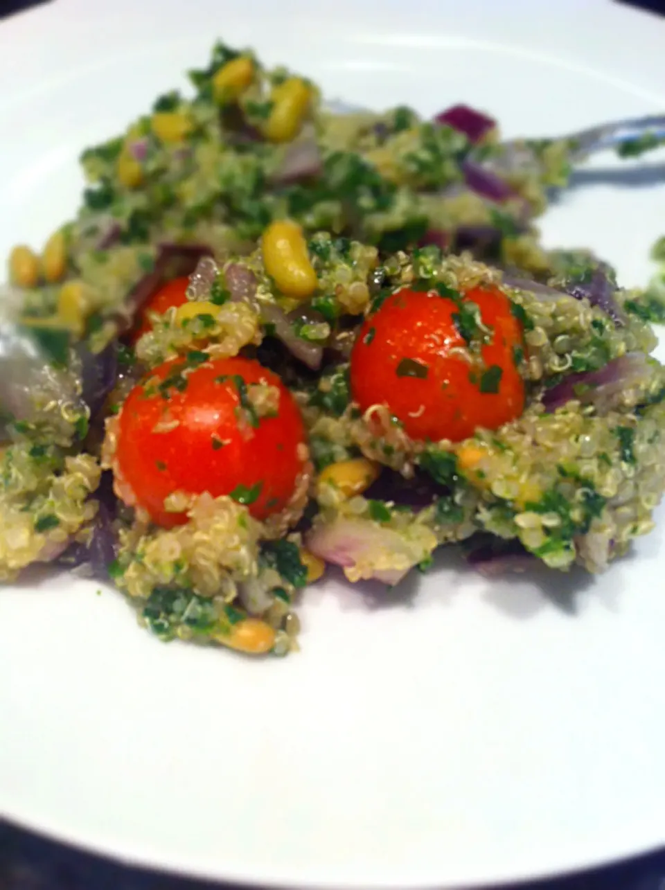 Quinoa with tomato, beans, spinach and onions and coconut oil|🍓Jolejo🍓さん