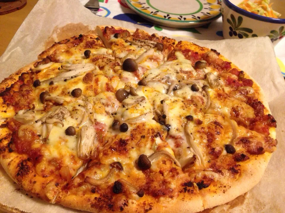 Meat + mushrooms pizza!|mさん