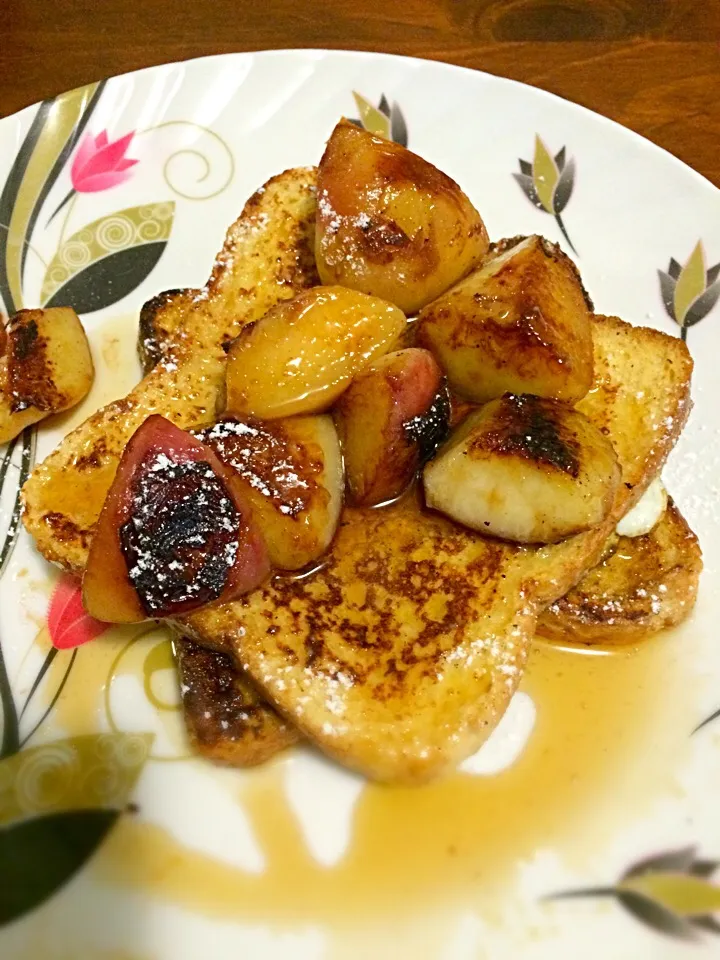 Cinnamon French toast with caramelised peaches|jessさん