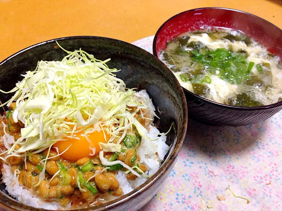 今日の朝食!  キャベツ納豆!  (^-^)|Kei Satoさん