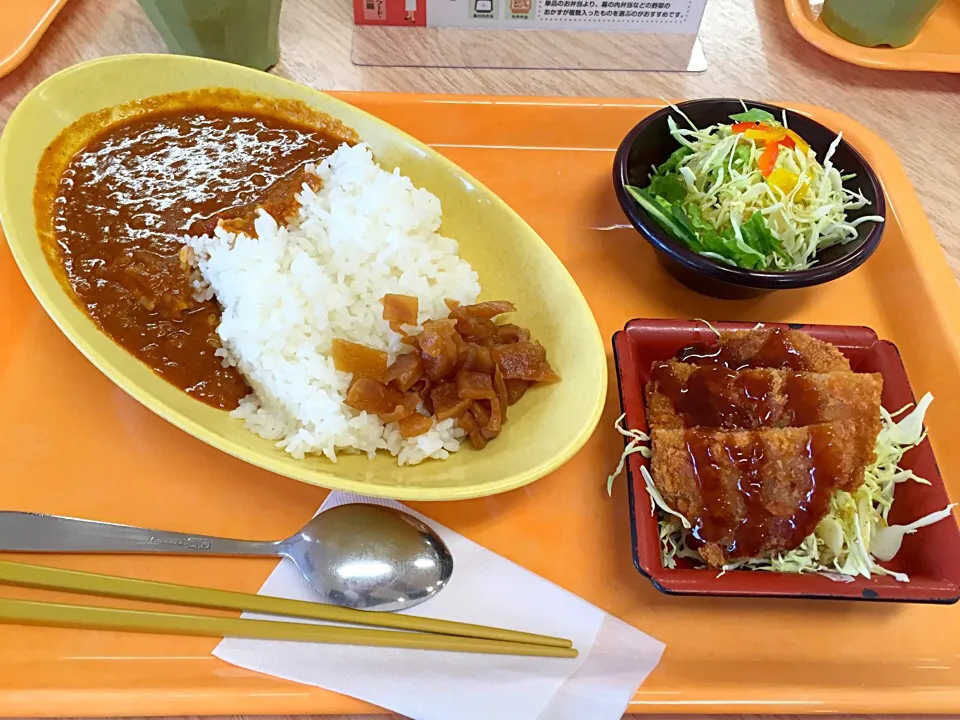 野菜カレー、ペラペラトンカツ(^O^)／|すかラインさん