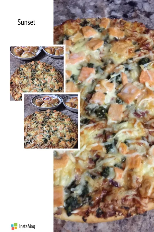 Salmon spinach pizza|prinSjさん