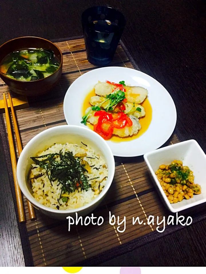 鱈の甘酢あんかけ☆あさりご飯定食|管理栄養士☆n.ayakoさん