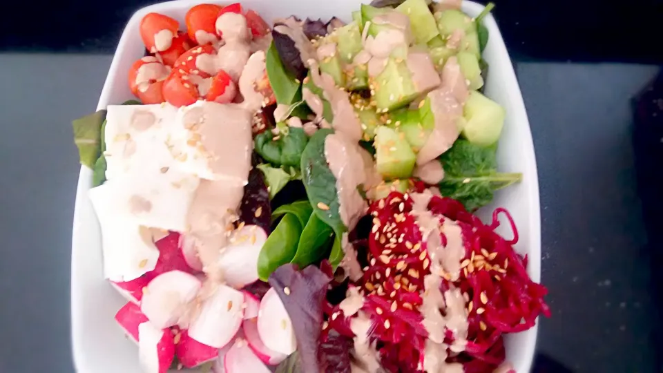 Multi Coloured Salad with Tahini Dressing|cさん