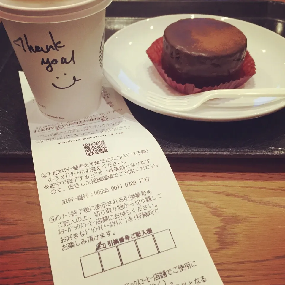 スタバ♡ガトーショコラとカフェモカ 初めて一杯無料レシート出た！！店員さんにもなかなか出ませんよって言われた♡|gumicoさん