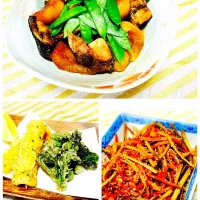 天然ブリ大根✨新牛蒡のキンピラ✨たらの芽の天麩羅と磯辺揚げ✨|sa_chiさん