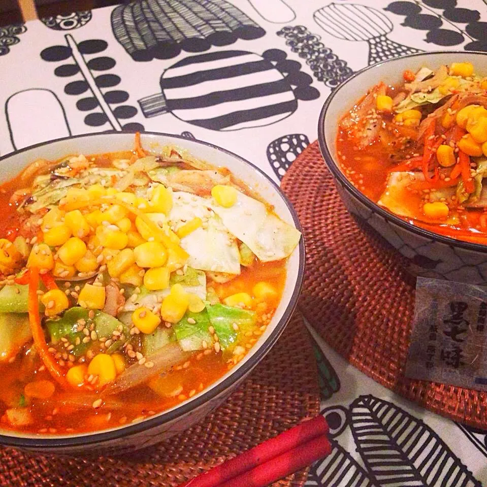 野菜たっぷり豚骨ラーメン|パフ♡さん