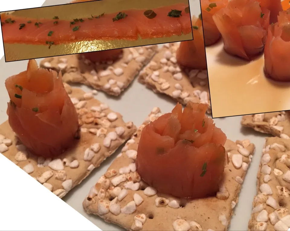 Snapdishの料理写真:Strisce di #salmone con erba cipollina, olio di #soia e crackers #cereali #riso

#ricette #food|matteo pisanoさん