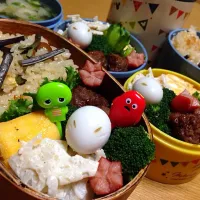 Snapdishの料理写真:2月10日3人弁当🌷🌷