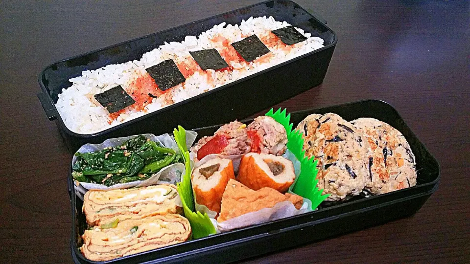 Snapdishの料理写真:旦那弁当☆２種のハンバーグ弁当🍱♪|pikyuさん