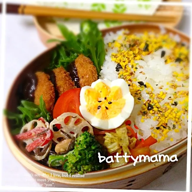 味噌カツ&おかなさんのひじきと蓮根のごま味噌マヨサラダ弁当〜♡battymama の節約しても美味しいお弁当♡|ばってぃーまま＠♪さん