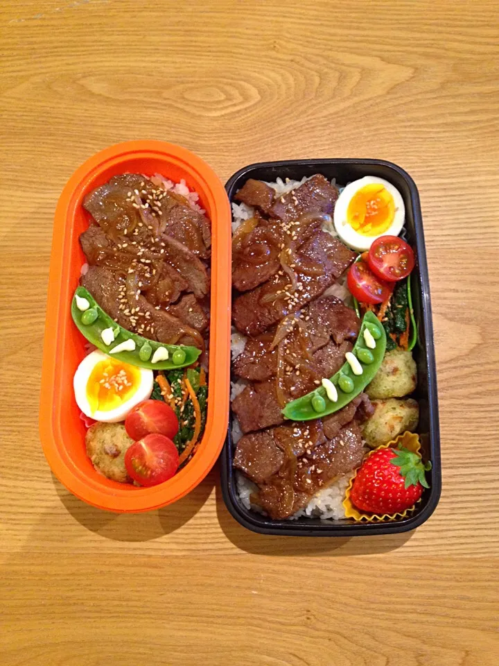 カルビ丼＊親子弁当♪|hiromiさん