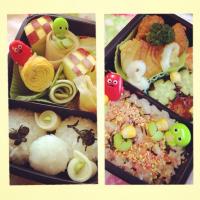 お花畑でガチャピン＆ムック弁当🌷