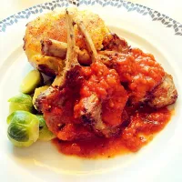 lamb chops&twice baked potato&brussels sprout|Elle Kongさん