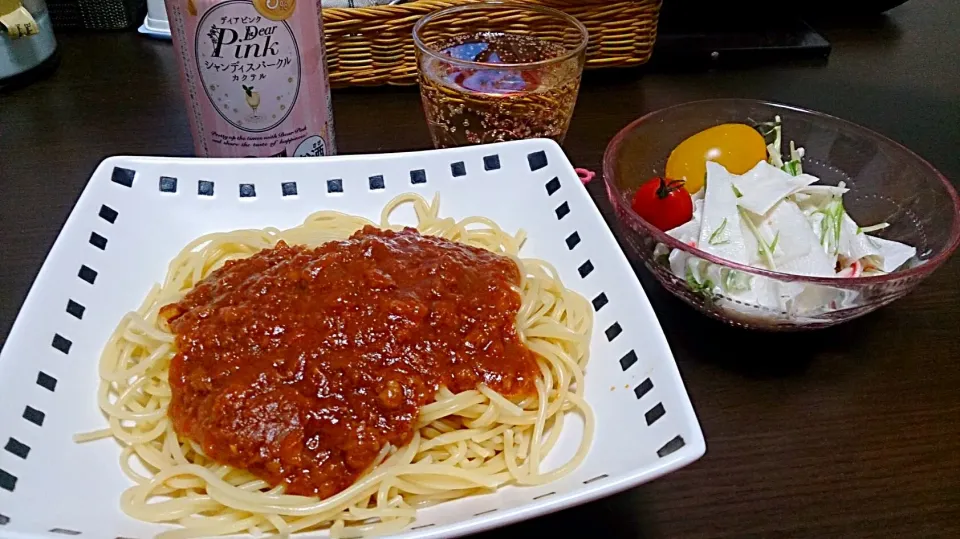 ミートソーススパゲッティ、大根サラダ|みんさん