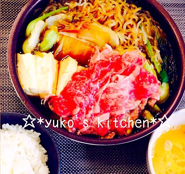 Snapdishの料理写真:今夜は贅沢にすき焼きにしまーす♡|☆*yuko's kitchen*☆さん