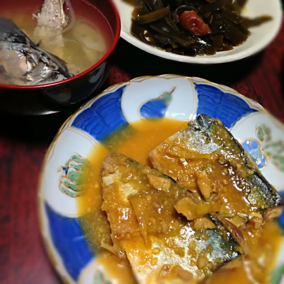 鯖の味噌煮＆アラ汁＆昆布の梅佃煮|ともえさん